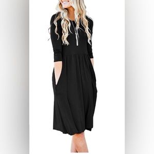 Black Long Sleeve Dress with Pockets
